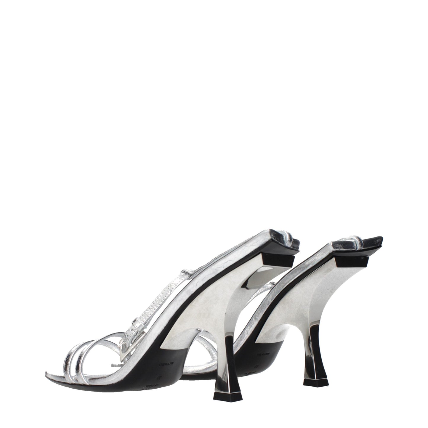 The Attico Graue Sandalen mit Stiletto-Absatz aus Leder