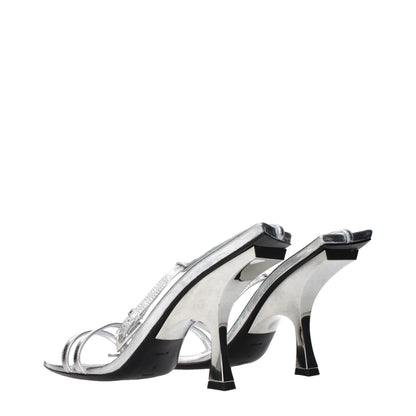 The Attico Graue Sandalen mit Stiletto-Absatz aus Leder