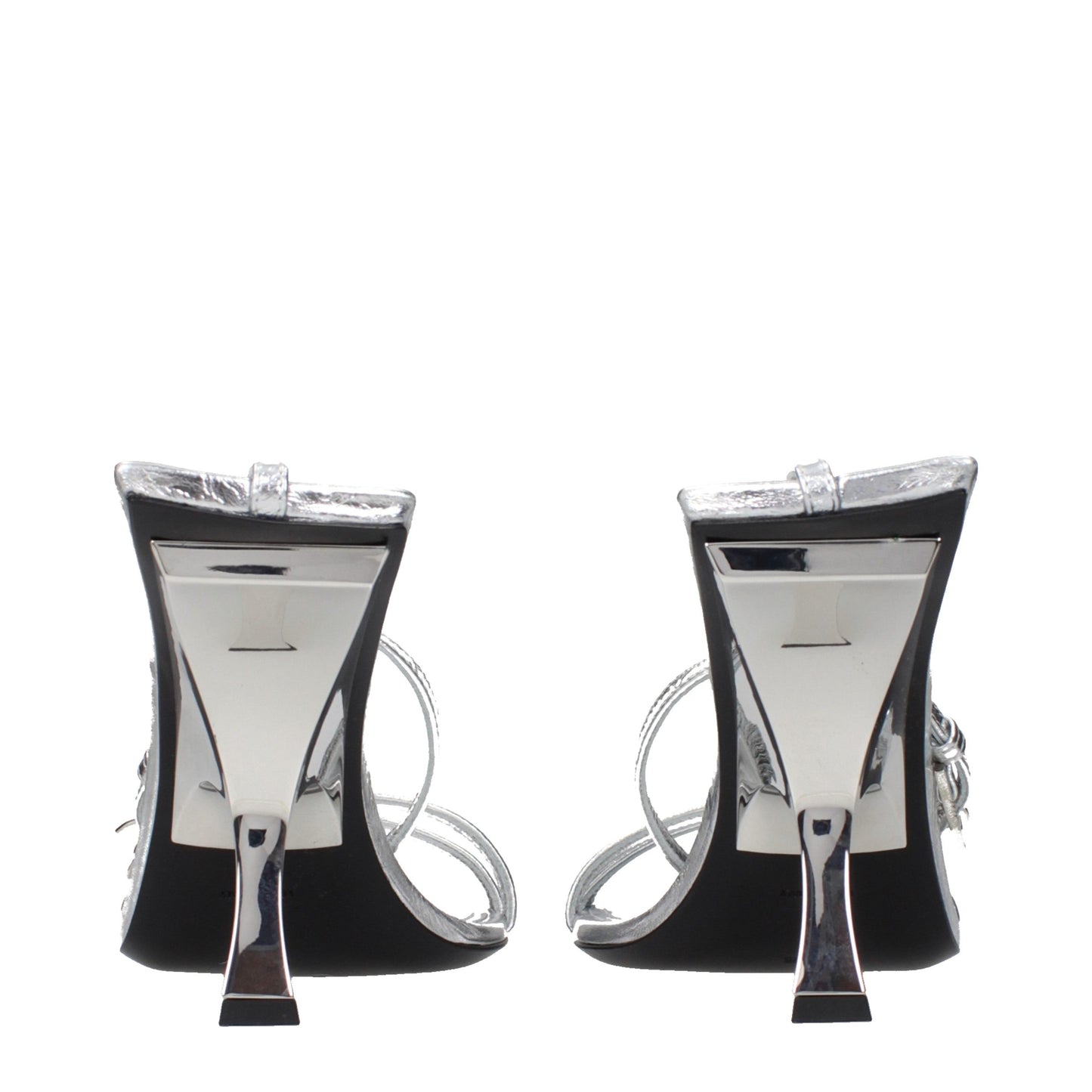 The Attico Graue Sandalen mit Stiletto-Absatz aus Leder