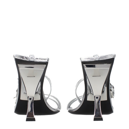 The Attico Graue Sandalen mit Stiletto-Absatz aus Leder