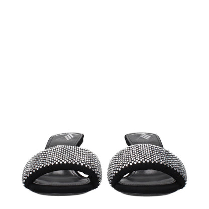 The Attico Schwarze Sandalen mit Stiletto-Absatz aus Stoff
