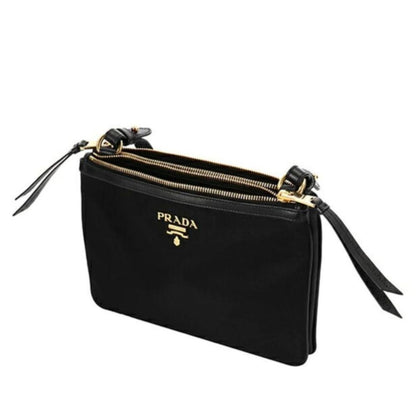 Prada Schwarze Nylon Umhängetasche