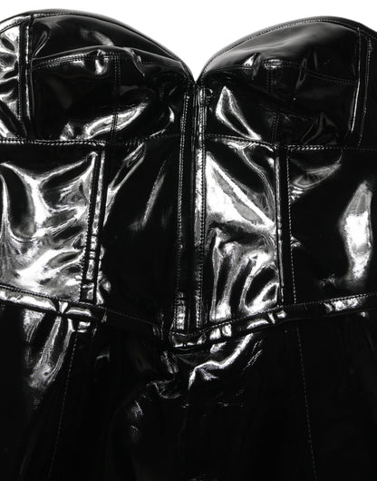 Dolce & Gabbana Schwarzes Korsett-Minikleid aus Lackleder