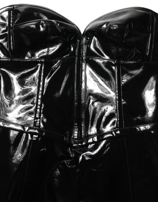 Dolce & Gabbana Schwarzes Korsett-Minikleid aus Lackleder
