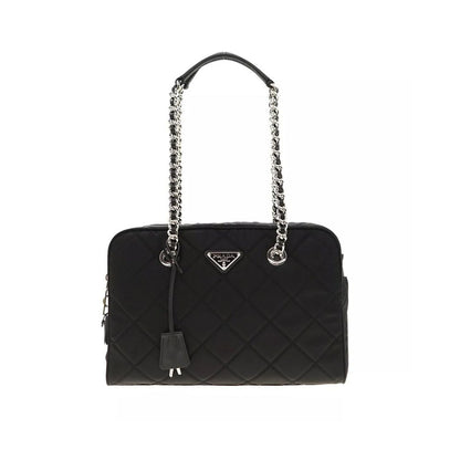 Prada Schwarze Bos Taurus Kalbsleder Schultertasche