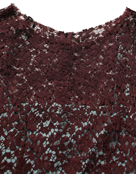 Dolce & Gabbana Mehrfarbiges Blumen-Spitzen-Taft-Midikleid mit Falten