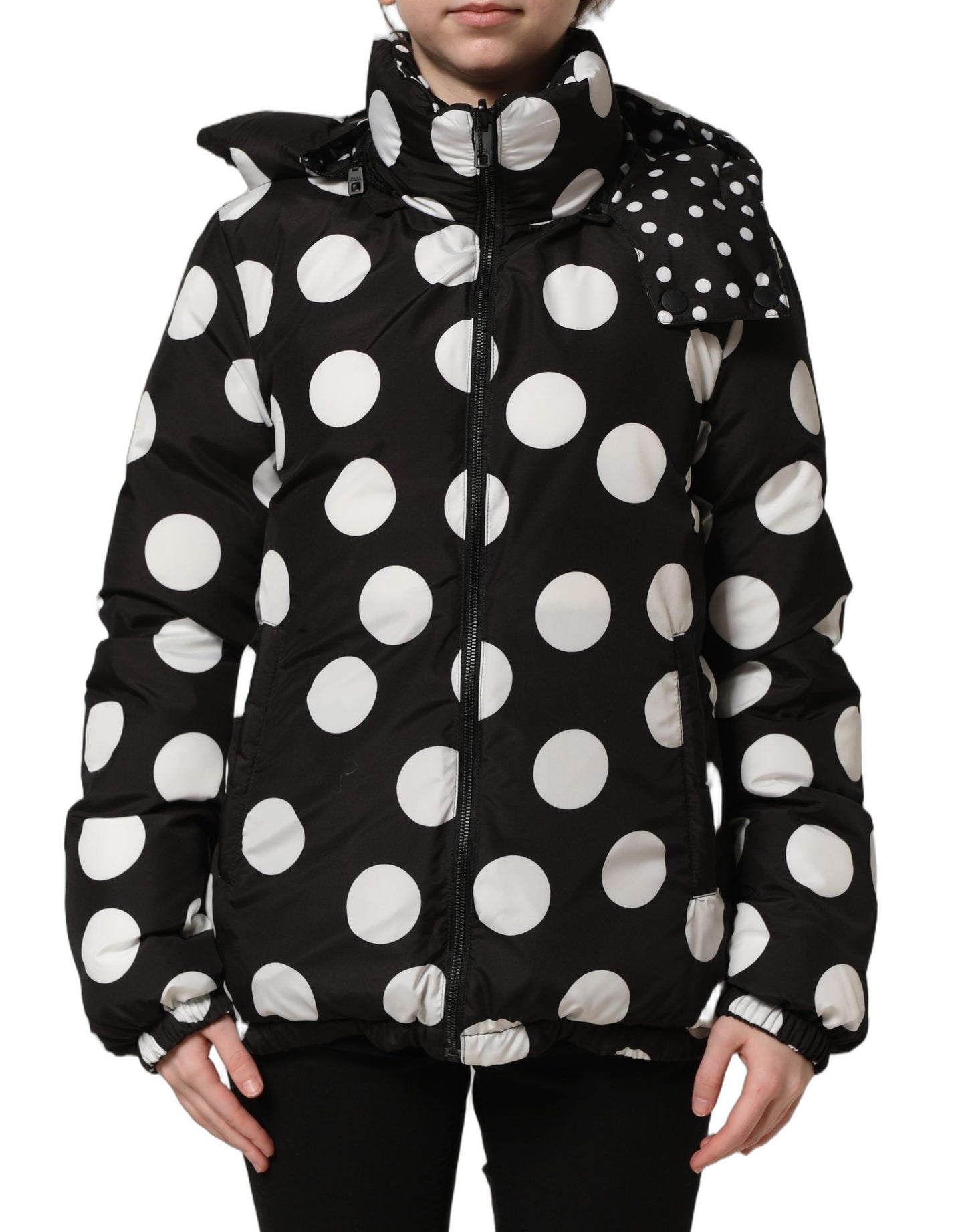 Dolce & Gabbana Kapuzenblousonjacke mit schwarz-weißen Polka Dots