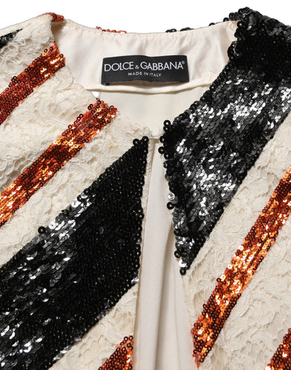 Dolce & Gabbana Mehrfarbiger Pailletten-Kimono-Mantel mit Streifen