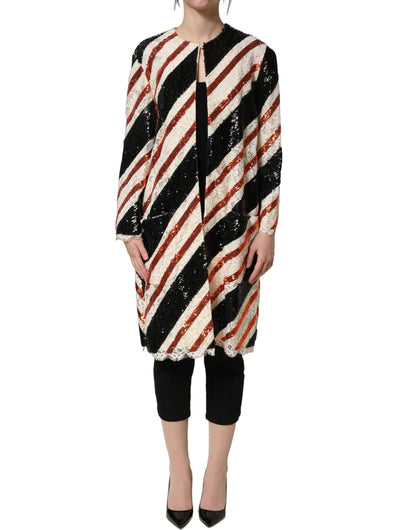 Dolce & Gabbana Mehrfarbiger Pailletten-Kimono-Mantel mit Streifen