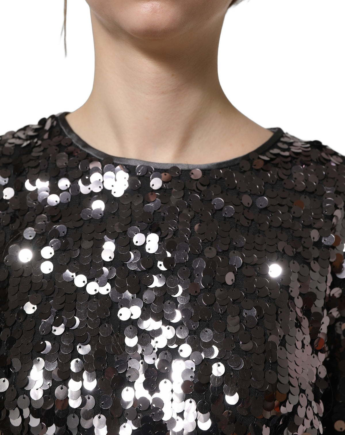 Dolce & Gabbana Schwarzes Pailletten-Crop-Top