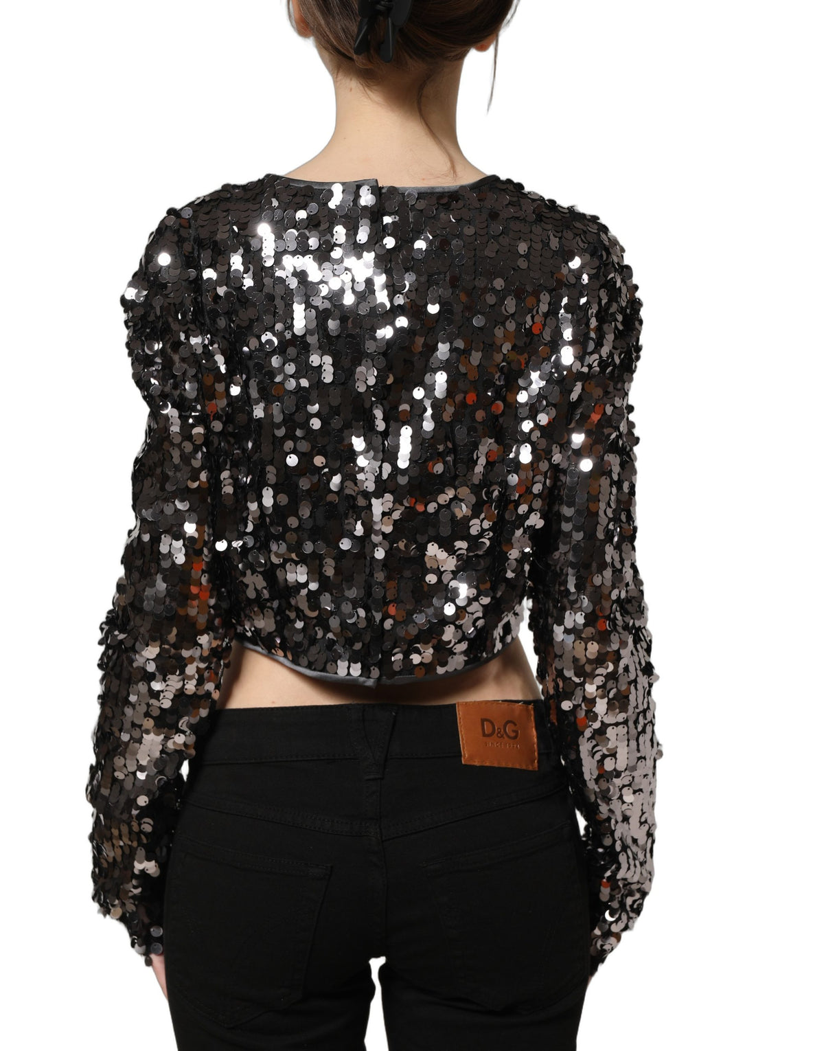 Dolce & Gabbana Schwarzes Pailletten-Crop-Top