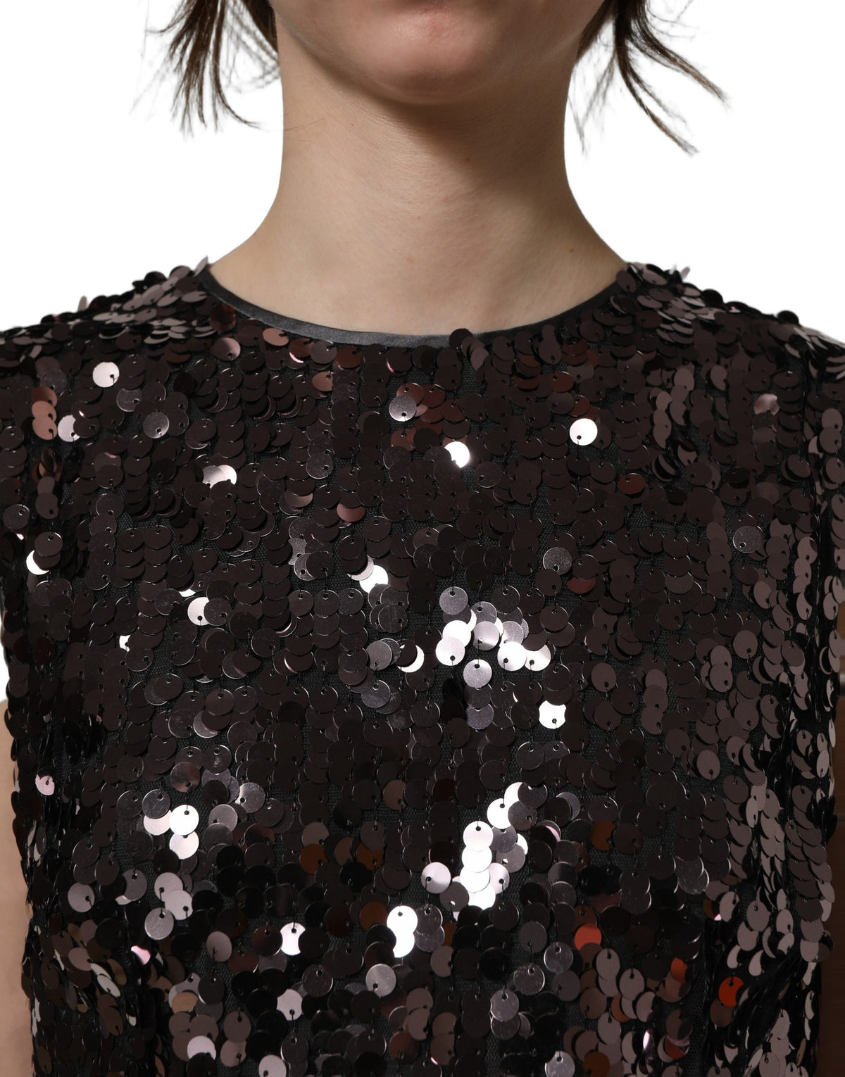 Dolce & Gabbana Lila Ärmelloses Pailletten-Crop-Top