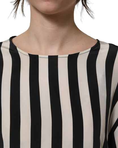 Dolce & Gabbana Schwarz-weiße Seidenbluse mit Streifen