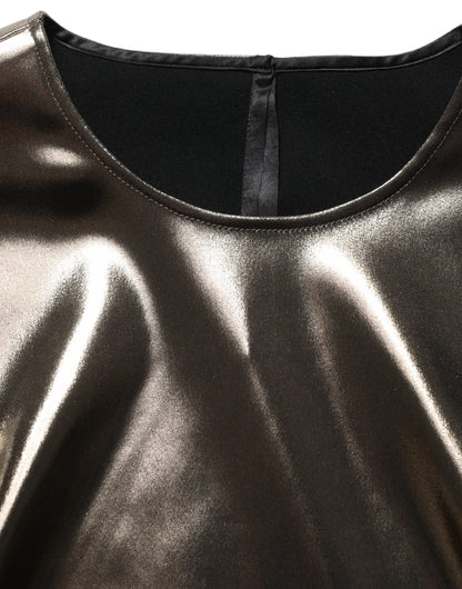 Dolce & Gabbana Ärmelloses Rundhals-Tanktop in Metallic-Bronze