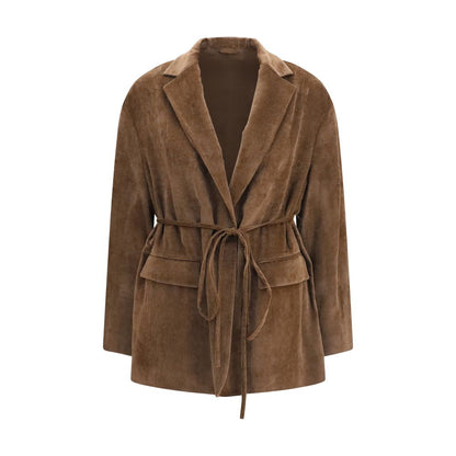 Cappotto lungo in viscosa marrone di Brunello Cucinelli