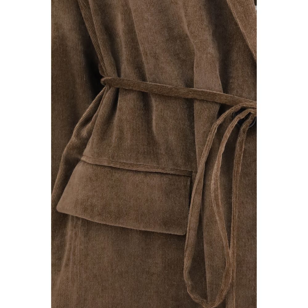 Cappotto lungo in viscosa marrone di Brunello Cucinelli