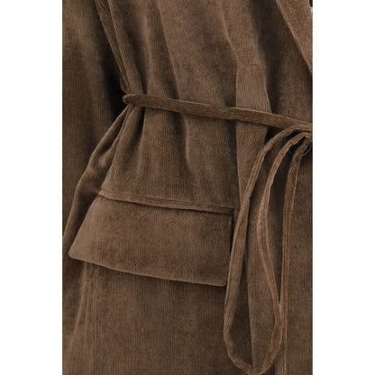 Cappotto lungo in viscosa marrone di Brunello Cucinelli
