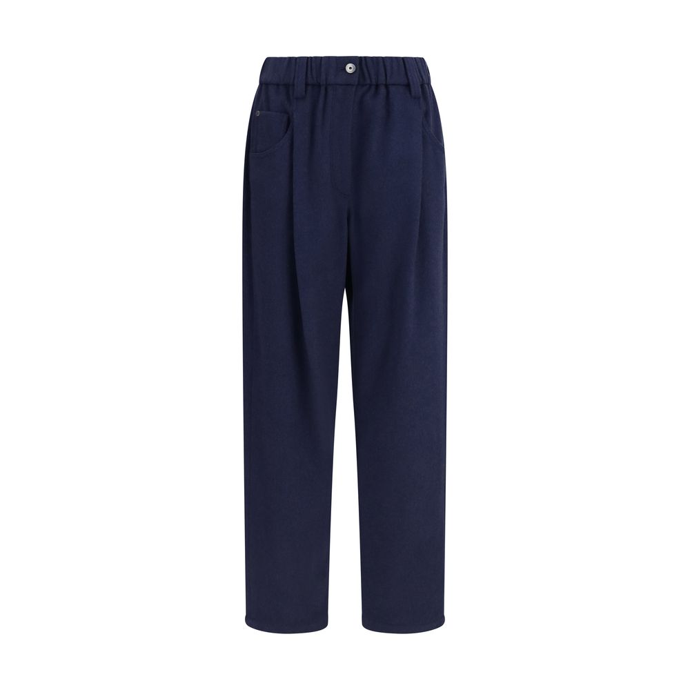 Brunello Cucinelli Blue Merino Wool Trousers