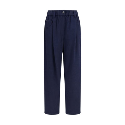 Brunello Cucinelli Blue Merino Wool Trousers