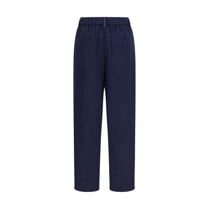 Brunello Cucinelli Blue Merino Wool Trousers