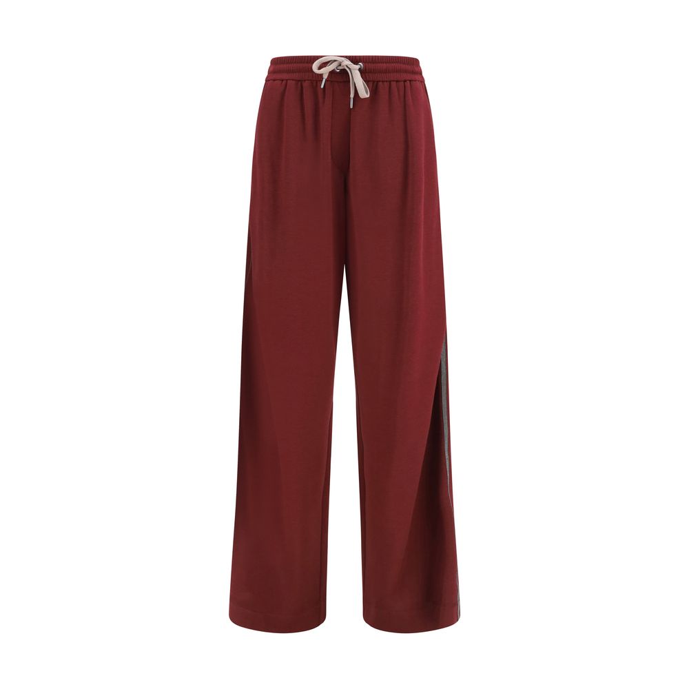 Brunello Cucinelli Bordeauxrote Baumwoll-Seiden-Trainingshose