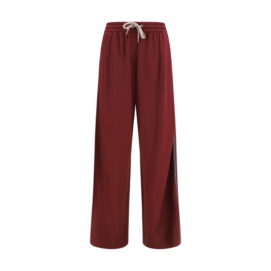 Pantaloni della tuta Brunello Cucinelli in misto cotone e seta color bordeaux