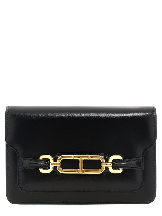 Tom Ford Schwarze Leder Umhängetasche