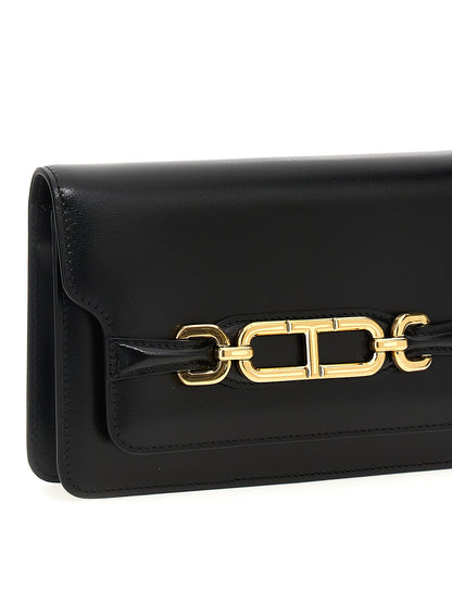 Tom Ford Schwarze Leder Umhängetasche