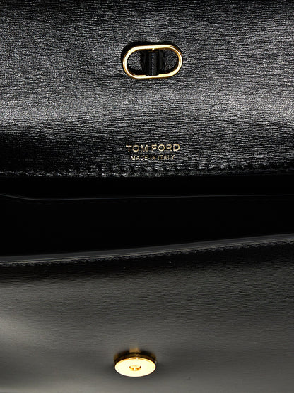 Tom Ford Schwarze Leder Umhängetasche