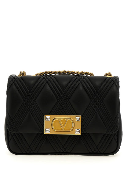 Valentino Garavani Schwarze Lammleder-Schultertasche