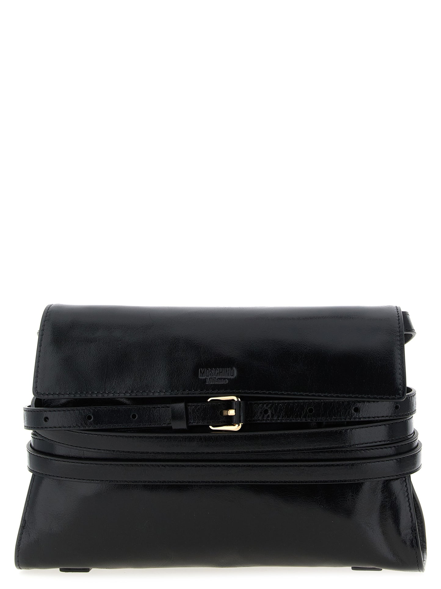 Moschino Schwarze Leder Umhängetasche