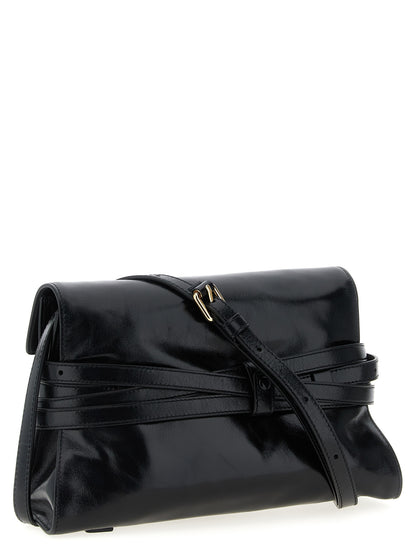 Moschino Schwarze Leder Umhängetasche
