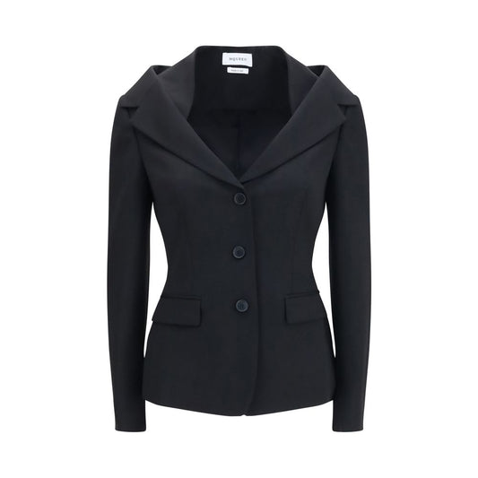 Alexander McQueen Schwarze Oves Aries Wolljacke in voller Länge