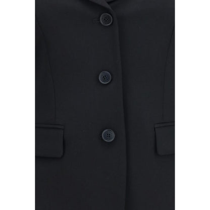 Alexander McQueen Schwarze Oves Aries Wolljacke in voller Länge