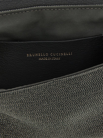 Brunello Cucinelli Schwarze Leder-Clutch
