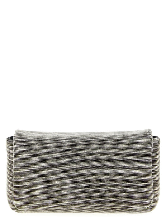 Brunello Cucinelli Clutch aus Leder in Silber