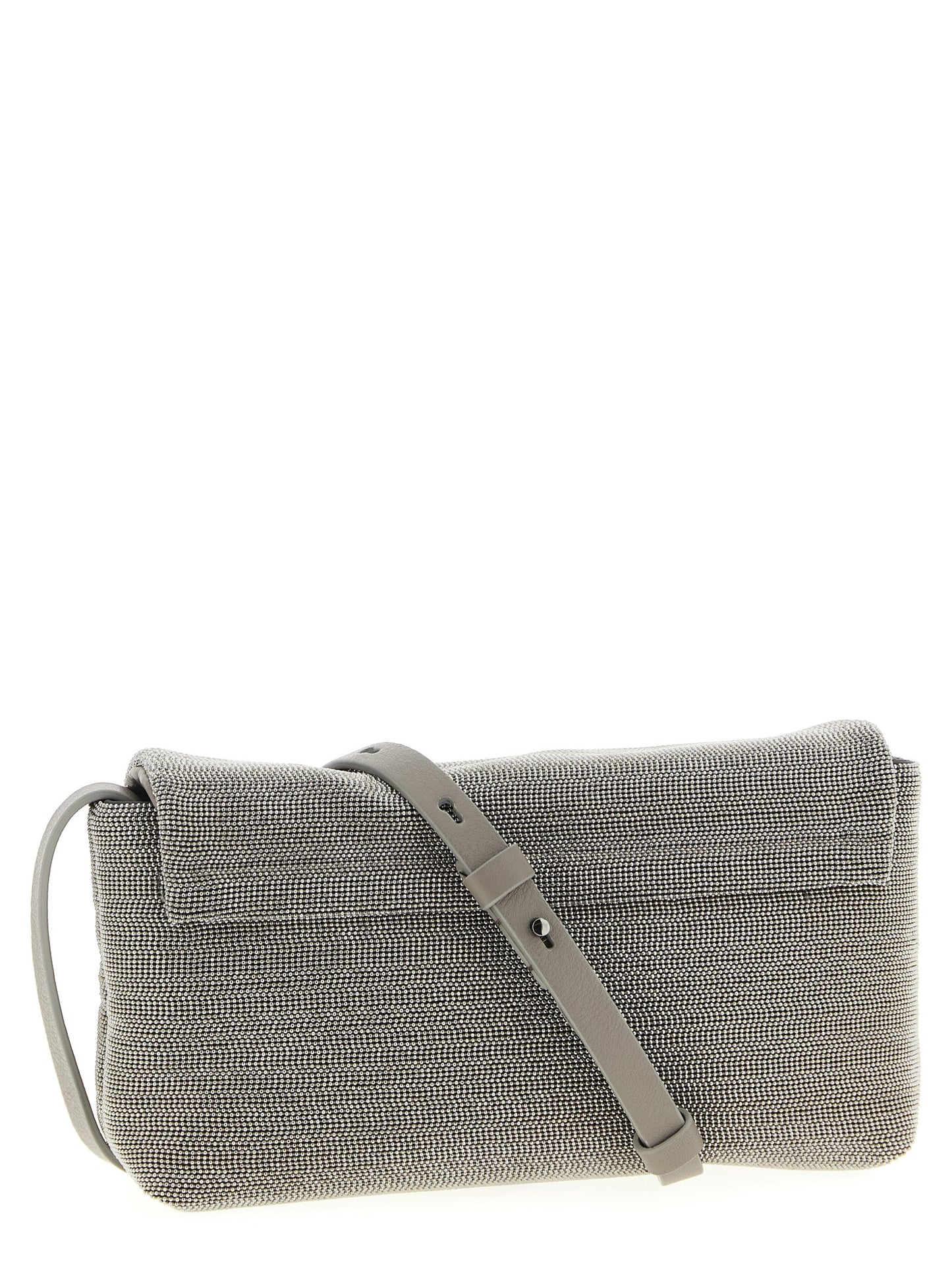 Brunello Cucinelli Clutch aus Leder in Silber