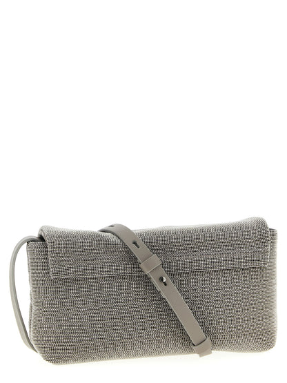 Brunello Cucinelli Clutch aus Leder in Silber