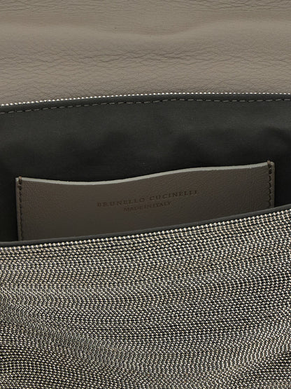 Brunello Cucinelli Clutch aus Leder in Silber