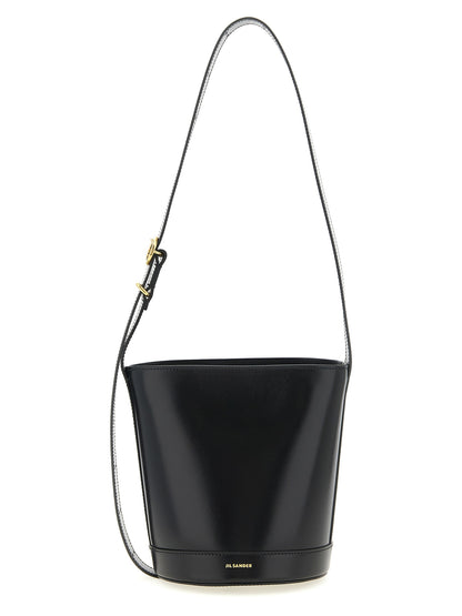 Jil Sander Schwarze Kalbsleder-Schultertasche