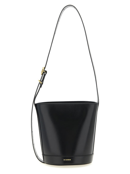 Jil Sander Schwarze Kalbsleder-Schultertasche