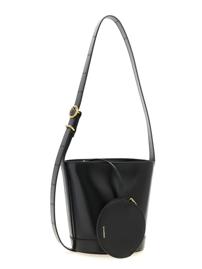 Jil Sander Schwarze Kalbsleder-Schultertasche