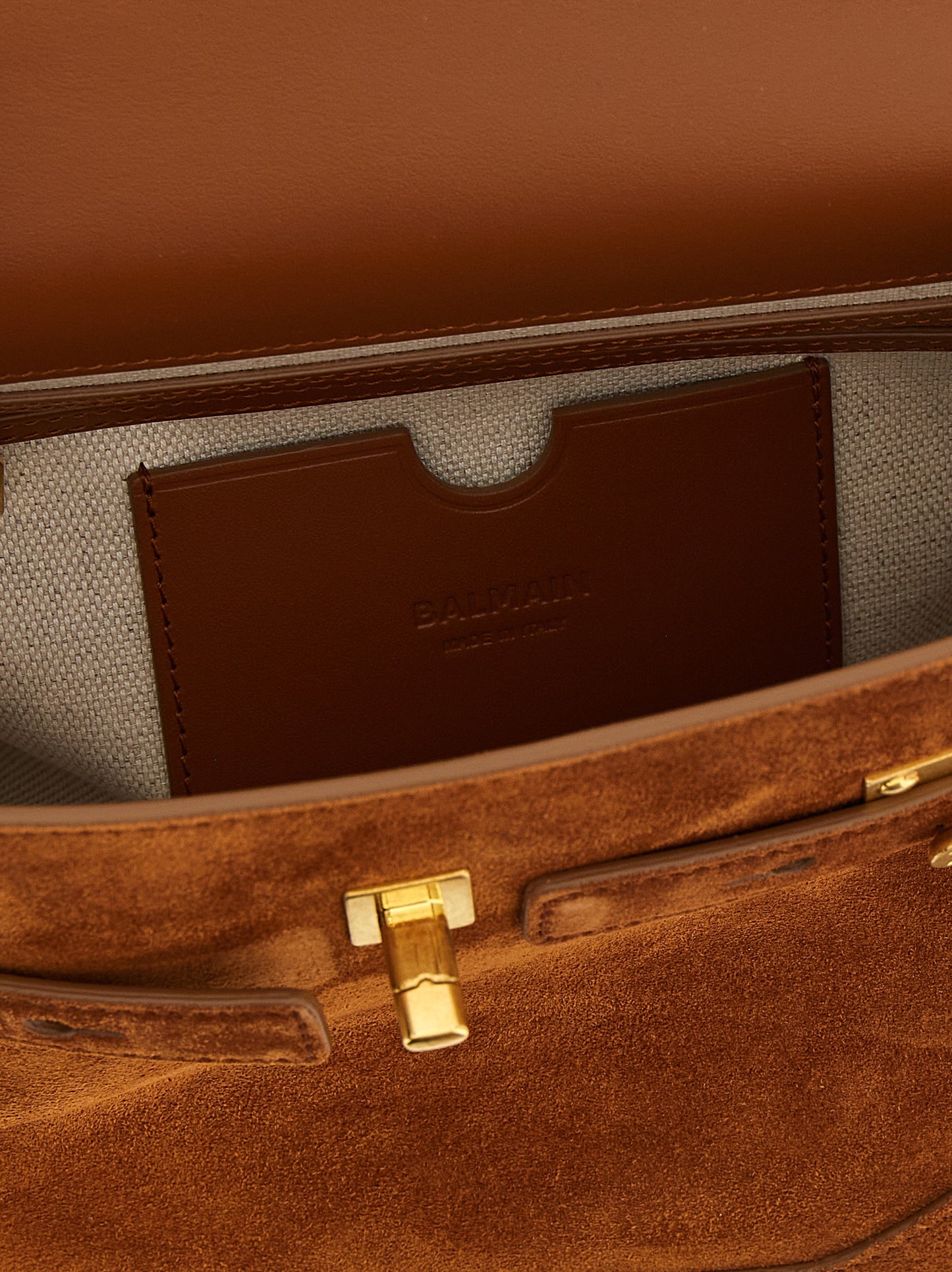 Balmain Braune Kalbsleder-Handtasche