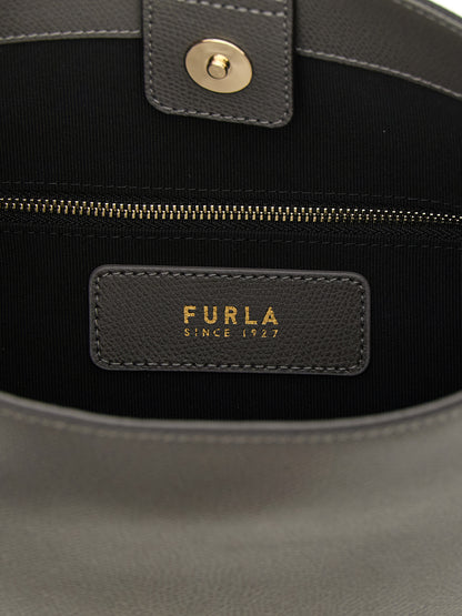 Furla Graue Kalbsleder-Umhängetasche