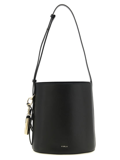 Furla Schwarze Kalbsleder-Schultertasche