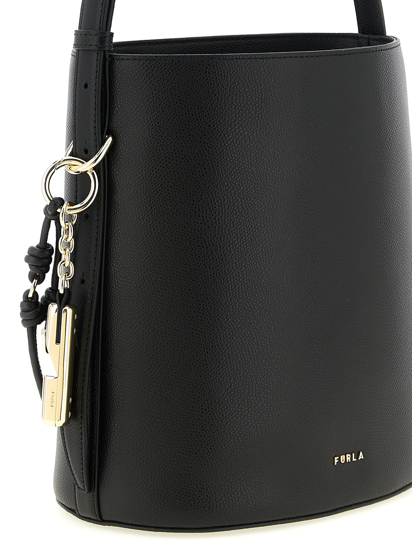 Furla Schwarze Kalbsleder-Schultertasche