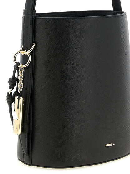 Furla Schwarze Kalbsleder-Schultertasche