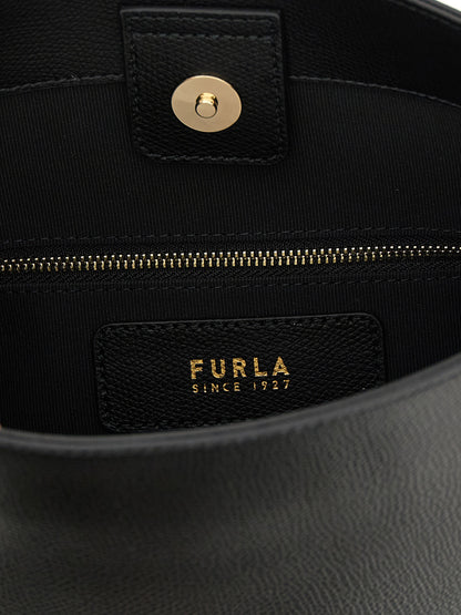 Furla Schwarze Kalbsleder-Schultertasche