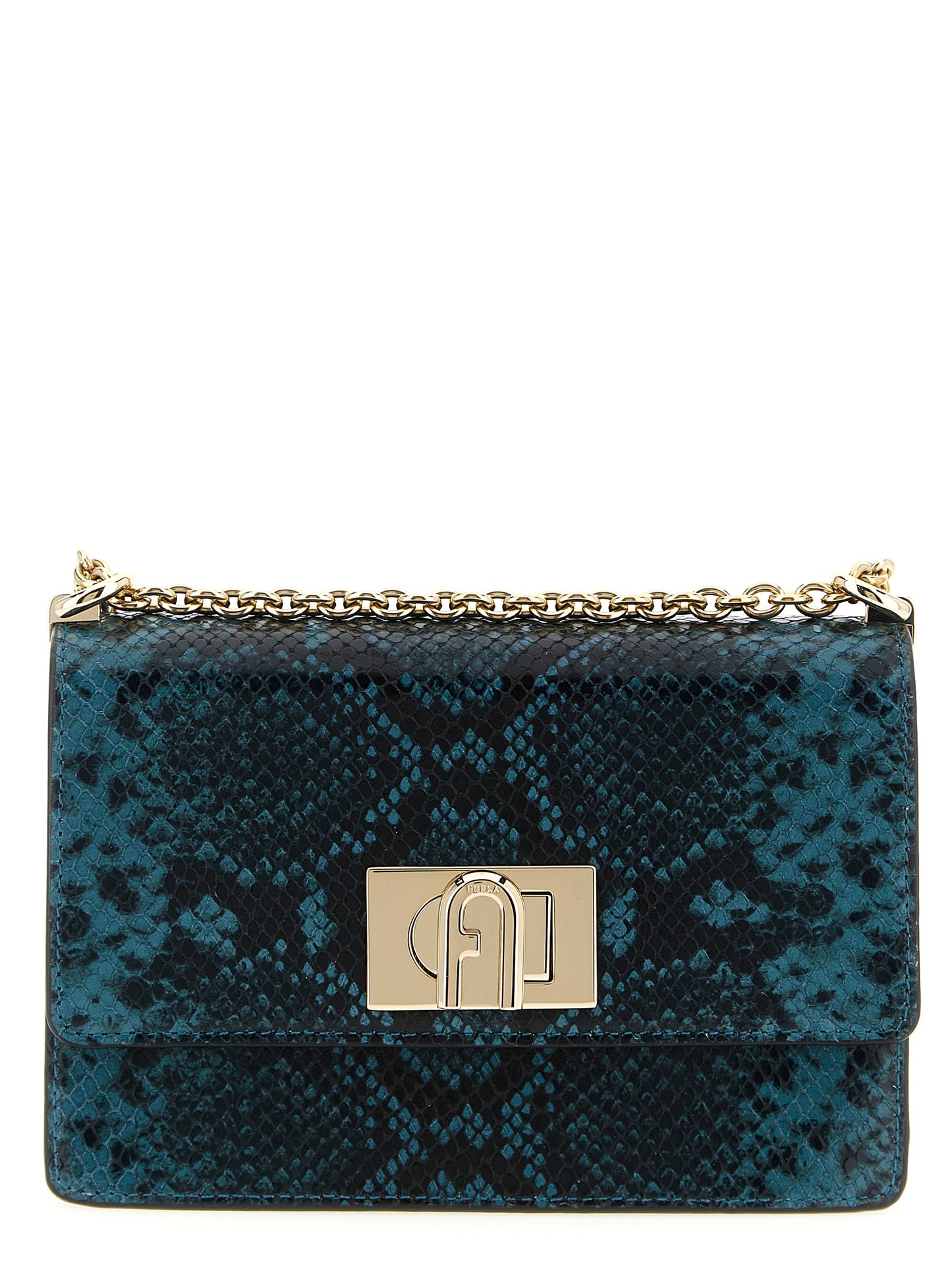 Furla Blaue Umhängetasche aus Ziegenleder