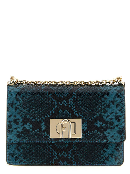Furla Blaue Umhängetasche aus Ziegenleder